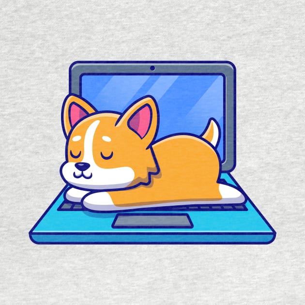 Cute Shiba Inu Dog Sleeping On Laptop by Catalyst Labs